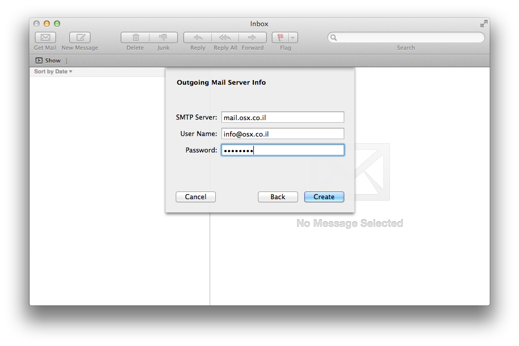 פרטי חשבון דואר אלקטרוני ב- Mac OS X
